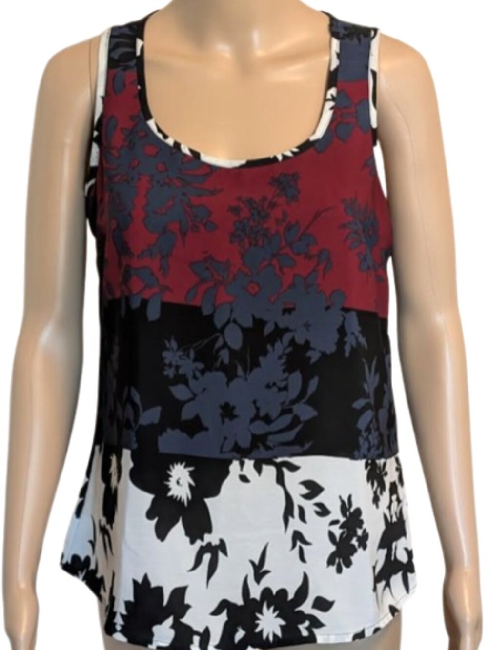 Luigi Bertolli City Floral Colorblock Tank Top Size P Sleeveless Blouse